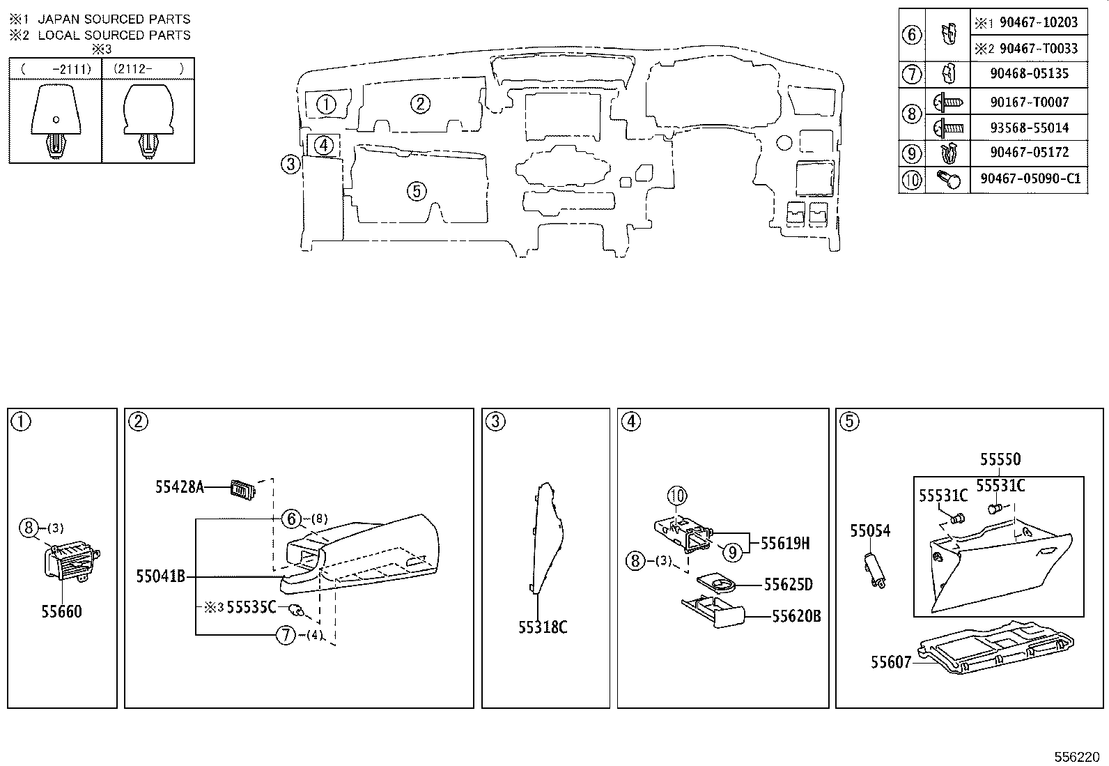 55607-KK050 Cover Sub-Assy, Instrument Panel Under, No.2