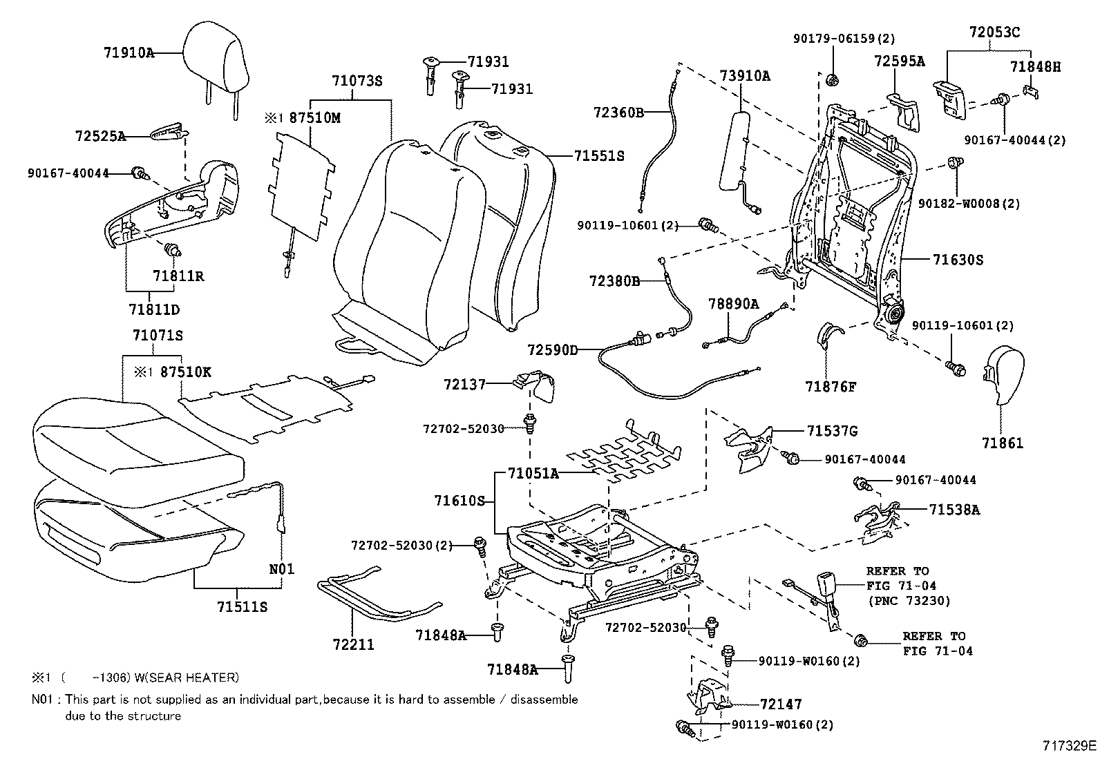 Asiento delantero y riel del asiento