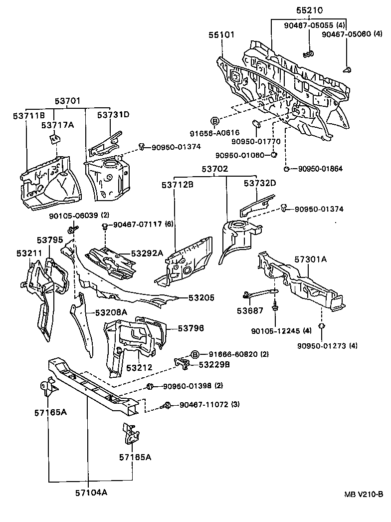 Front Fender Apron Dash Panel