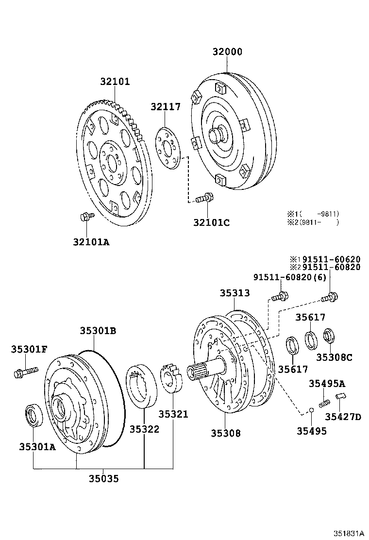 Torque Converter, Front Oil Pump & Chain