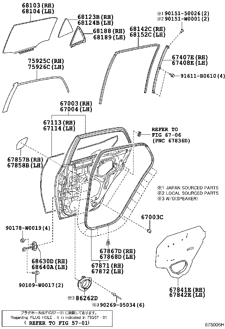 Panel de puerta trasera y vidrio