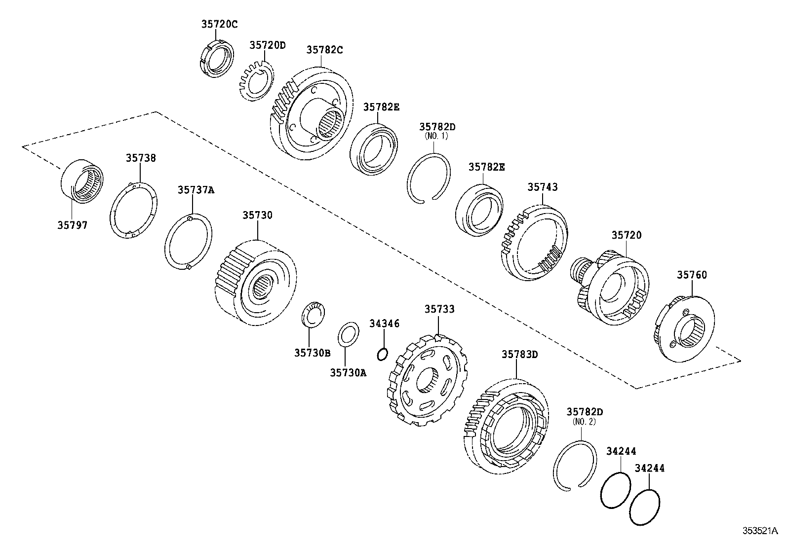 Planetary Gear, Reverse Piston & Counter Gear