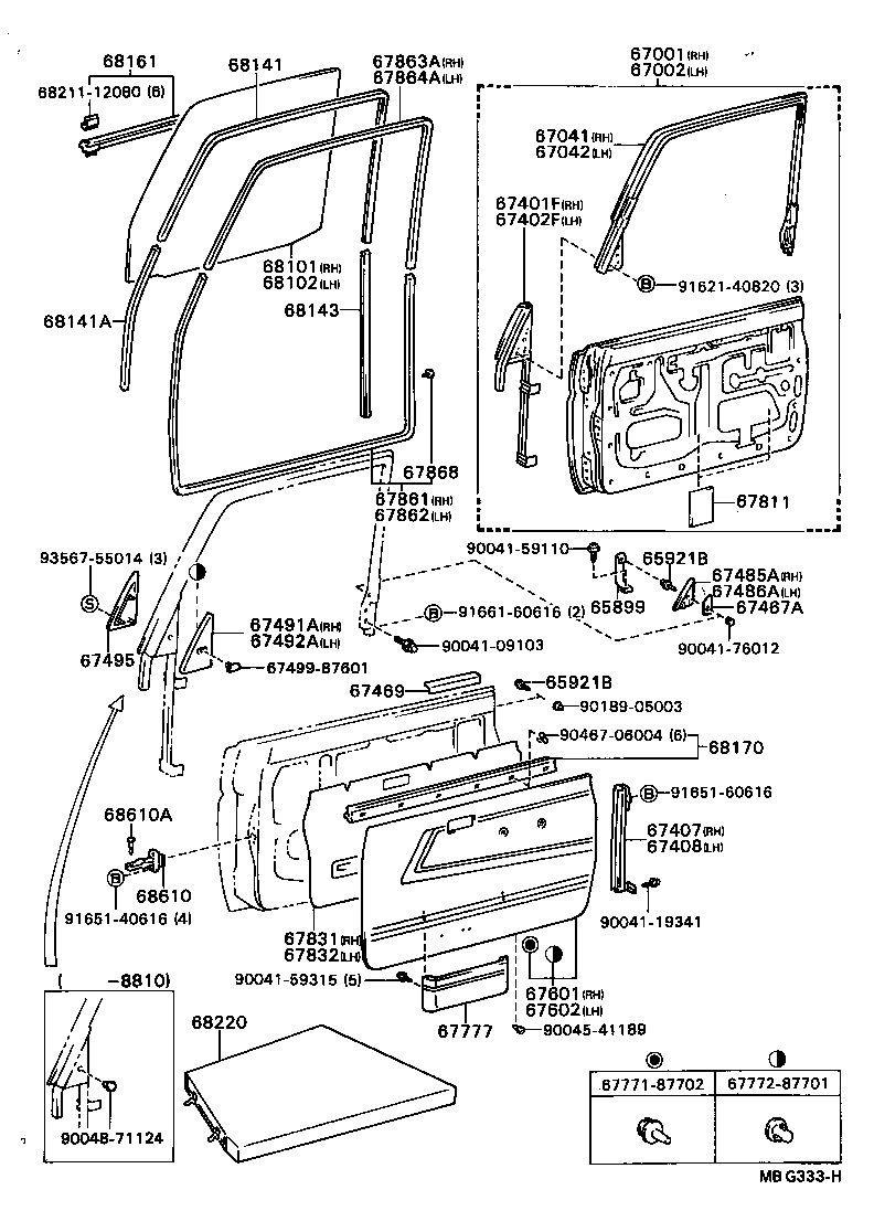 Panel de puerta delantera y vidrio