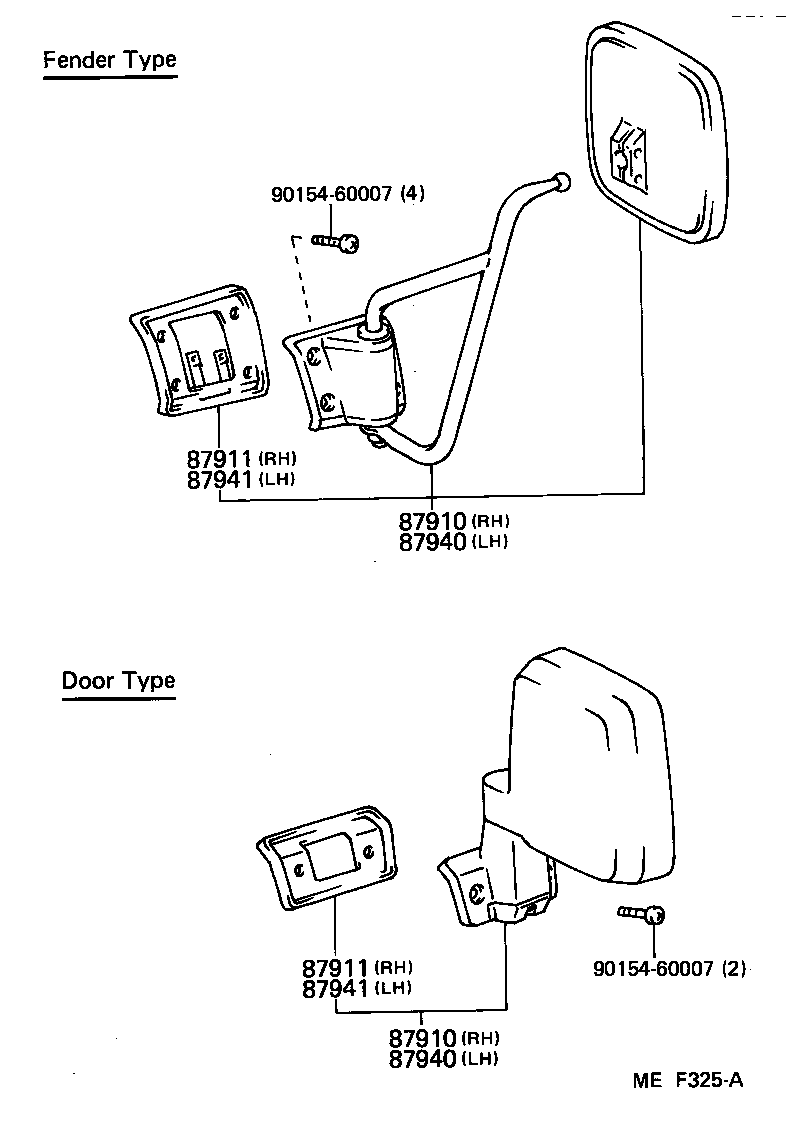 8794090K02 Mirror Assy, Outer Rear View, Lh Toyota YoshiParts