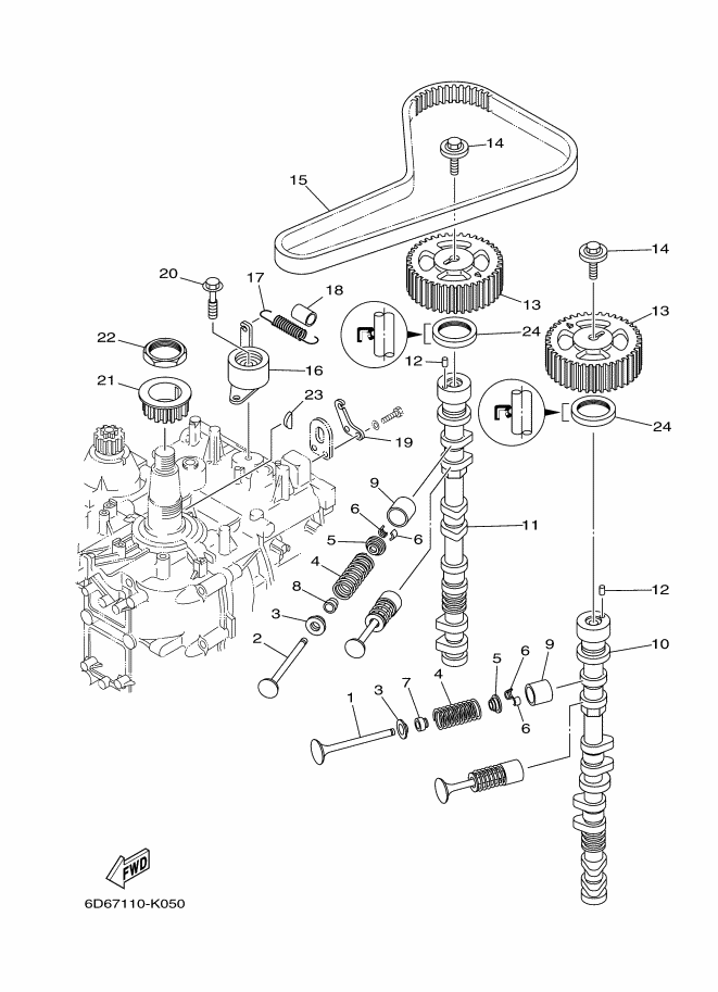 6D8-12121-10-00 Valve, Exhaust Yamaha | YoshiParts