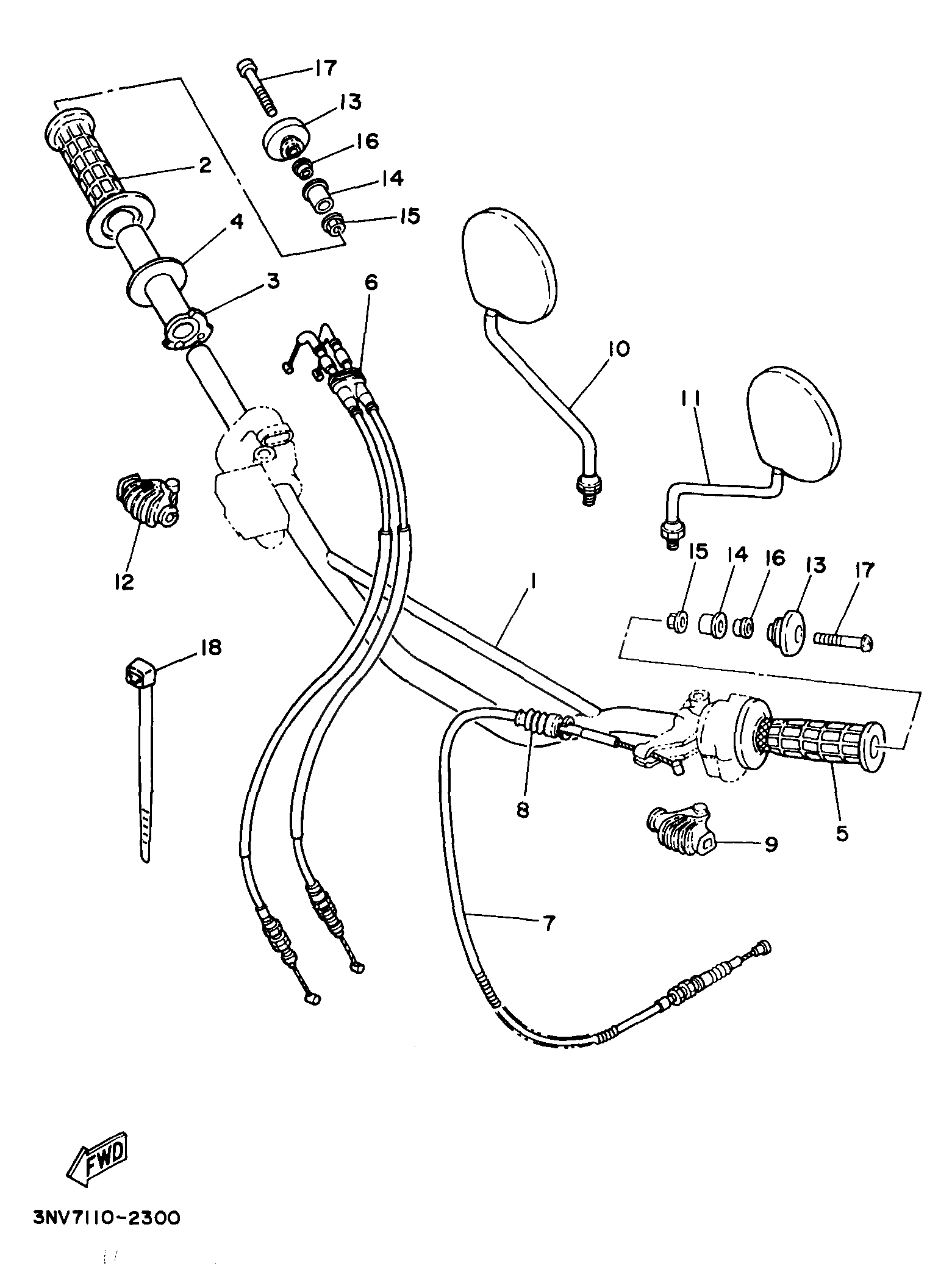 Cable de la manija de dirección