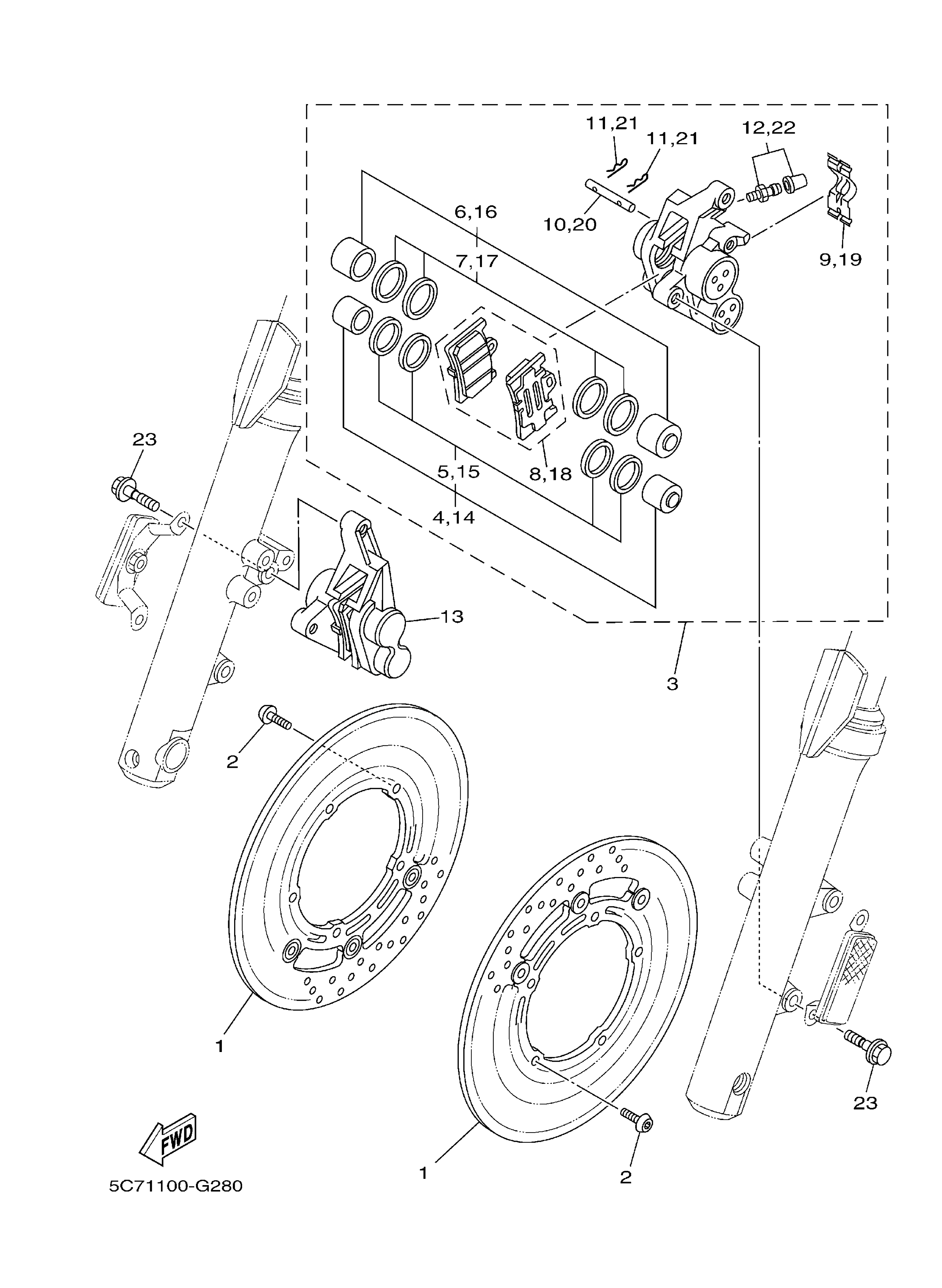 5VX-2581T-10-00 Disc Brake Assy Yamaha | YoshiParts
