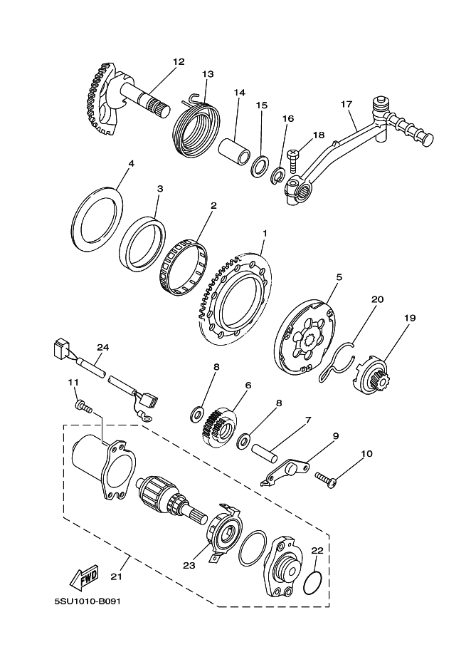 4DM-E5524-00-00 Wheel, Starter Yamaha | YoshiParts