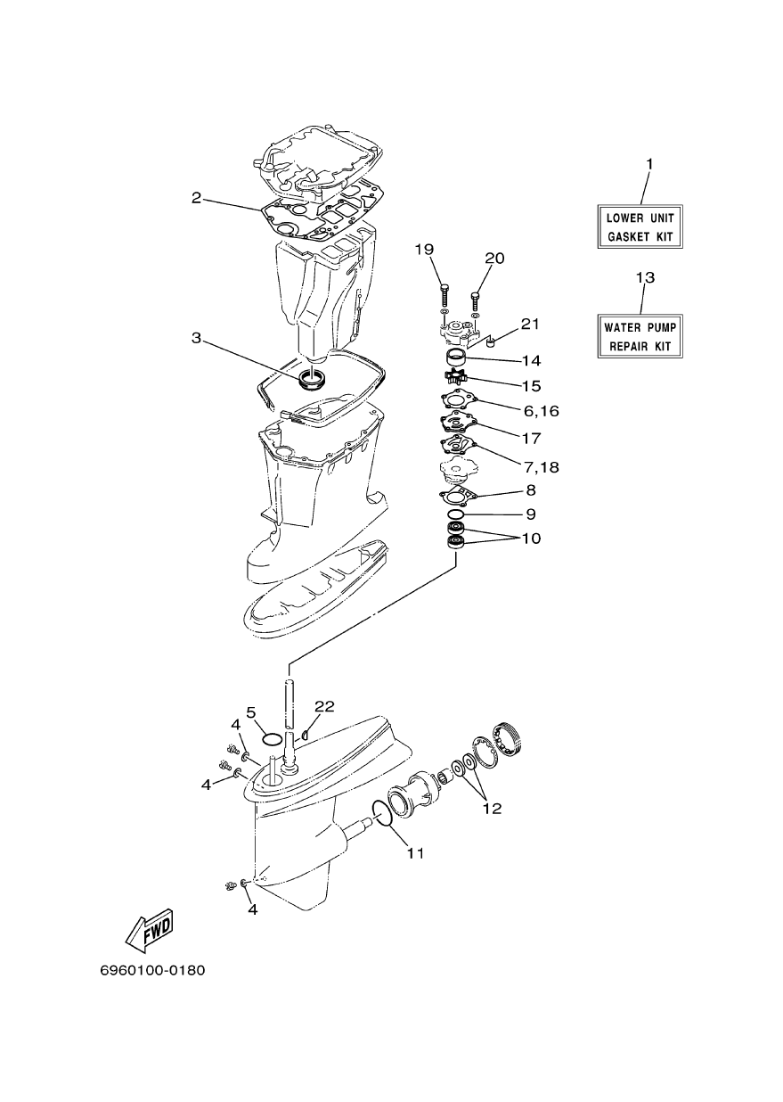 698 W0001 21 00 Gasket Kit Yamaha Yoshiparts