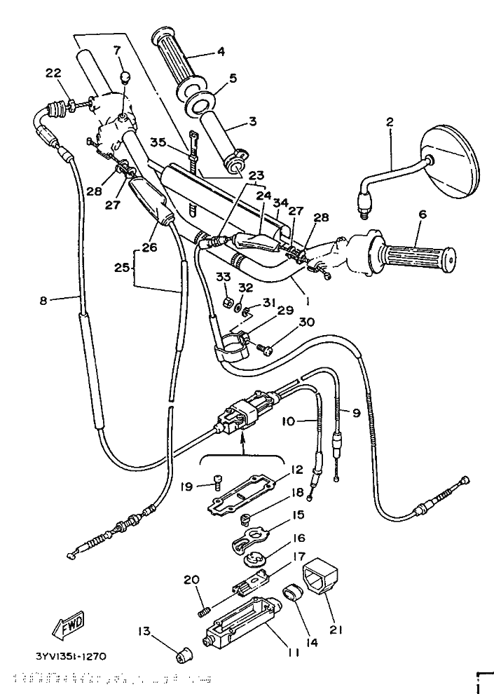 3J0263110100 Cable, Throttle 1 Yamaha YoshiParts