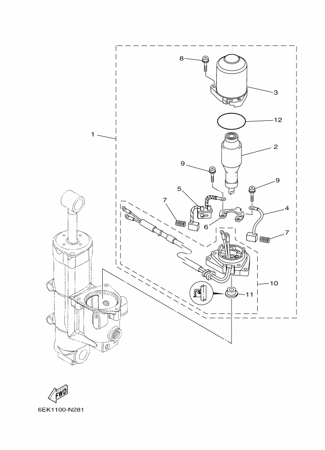 Conjunto de inclinación y trimado eléctrico