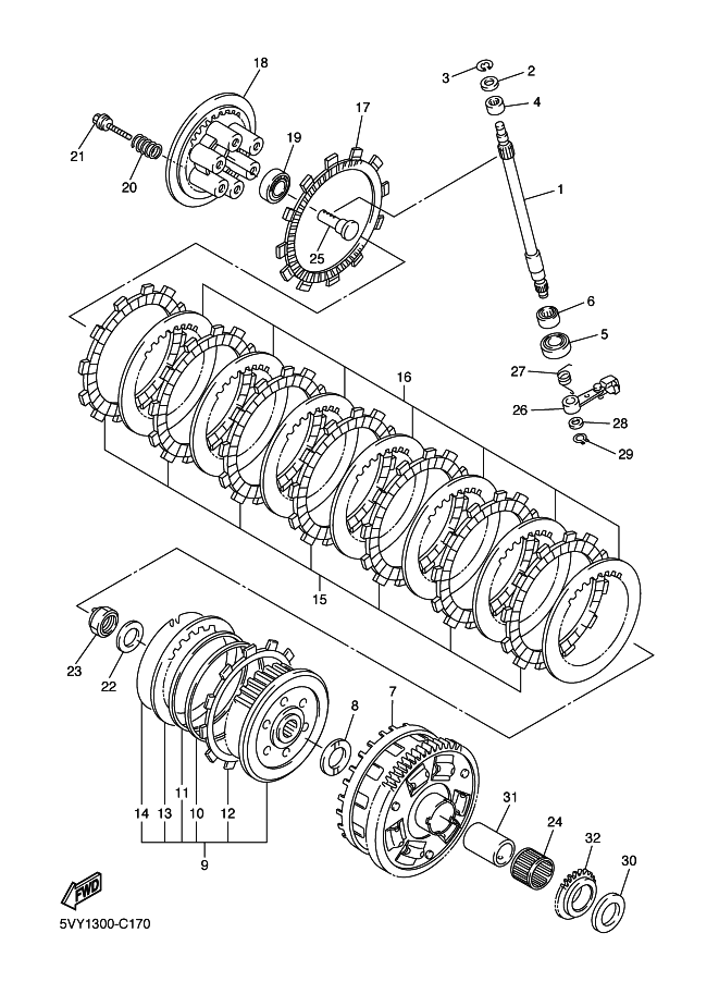 5VY163820000 Axle, Push Lever Yamaha YoshiParts