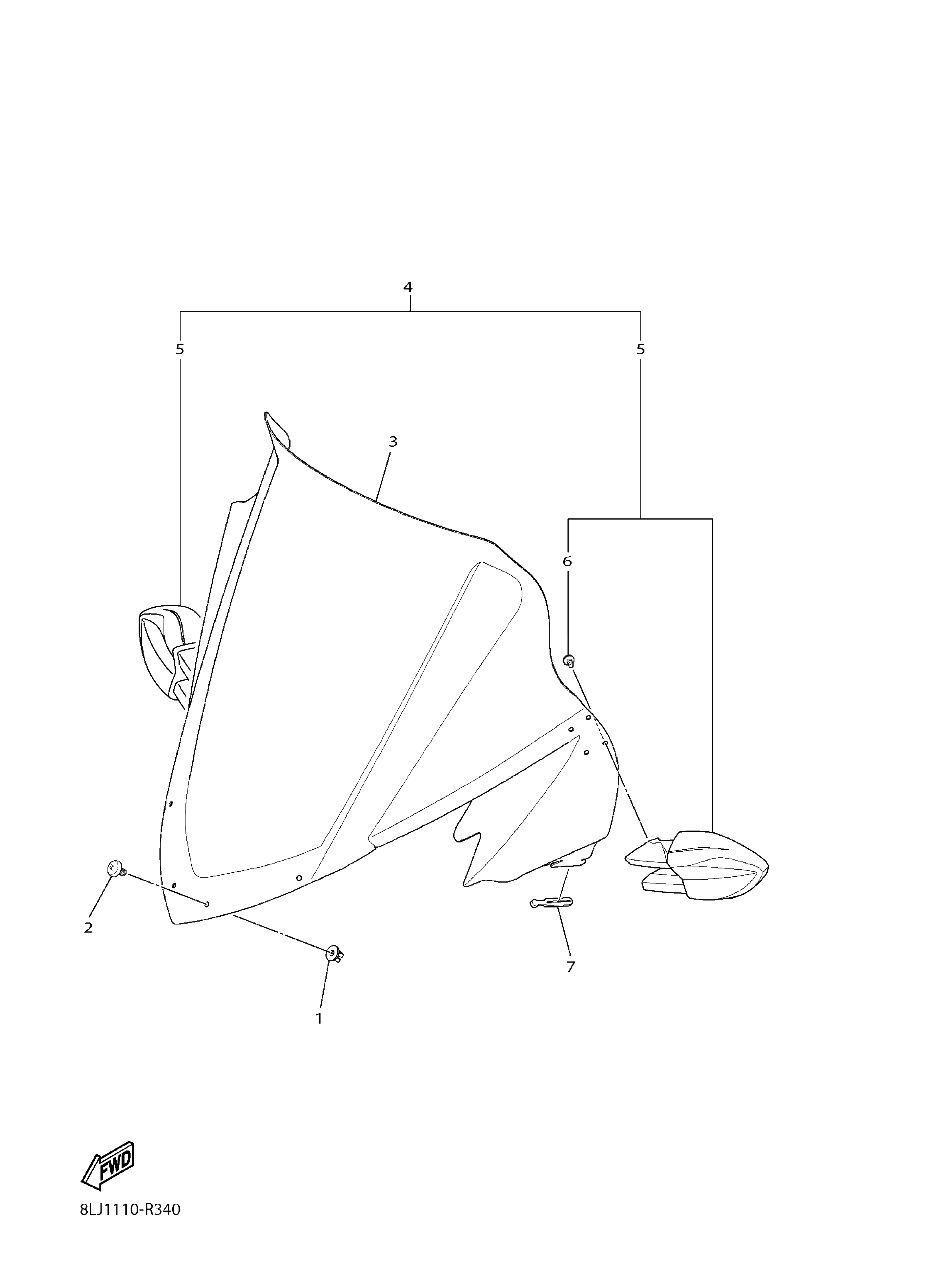 8LJ-K7210-00-00 Windshield Comp. Yamaha | YoshiParts